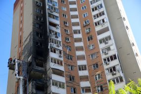 The consequences of a Russian drone hitting a residential building in the Darnytskyi district of Kyiv