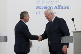Andrii Sybiha and Tone Kajzer