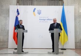 Andrii Sybiha and Tone Kajzer