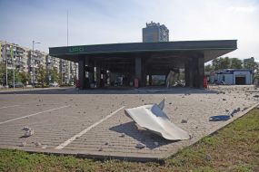 A Russian drone struck a UPG gas station on Kharkivske Highway in Kyiv