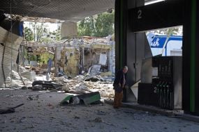 A Russian drone struck a UPG gas station on Kharkivske Highway in Kyiv