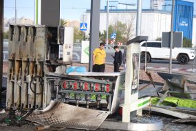 Российский беспилотник попал в АЗС ОККО в Оболонском районе