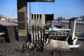 Российский беспилотник попал в АЗС ОККО в Оболонском районе