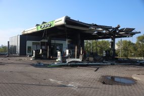 Российский беспилотник попал в АЗС ОККО в Оболонском районе