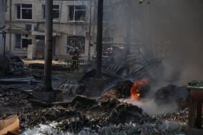 Aftermath of another massive Russian drone attack on Kyiv
