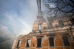 Российский дрон попал в здание Национальной академии наук Украины в Киеве