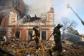 Российский дрон попал в здание Национальной академии наук Украины в Киеве