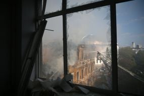 Российский дрон попал в здание Национальной академии наук Украины в Киеве