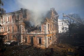 Российский дрон попал в здание Национальной академии наук Украины в Киеве