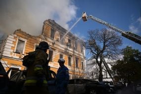 Российский дрон попал в здание Национальной академии наук Украины в Киеве