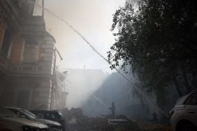 Российский дрон попал в здание Национальной академии наук Украины в Киеве
