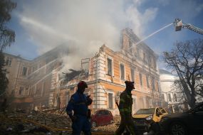 Российский дрон попал в здание Национальной академии наук Украины в Киеве