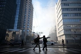 Задымленный центр Киева после российского обстрела