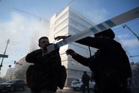 Задымленный центр Киева после российского обстрела