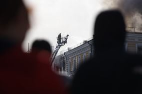 Российский дрон попал в здание Национальной академии наук Украины в Киеве