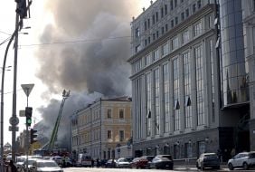 Российский дрон попал в здание Национальной академии наук Украины в Киеве