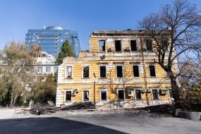 Building of the National Academy of Sciences of Ukraine destroyed by a Russian strike