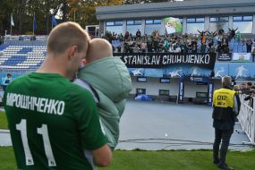 Denys Miroshnychenko with his son