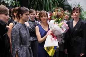Fashion designer Svitlana Mykytyuk during the presentation of her collection