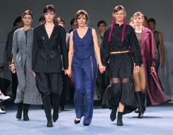 Fashion designer Svitlana Mykytyuk during the presentation of her collection
