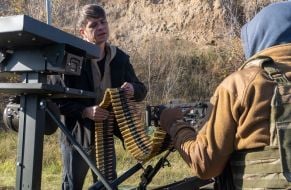 Military personnel tested the "Zmiy" ground-based robotic system at a training ground
