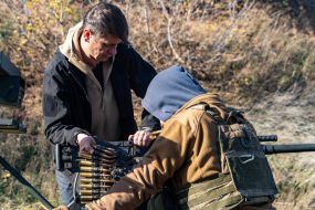 Military personnel tested the "Zmiy" ground-based robotic system at a training ground