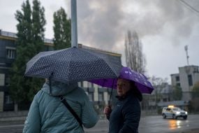 Kyiv, filled with smoke following a Russian attack