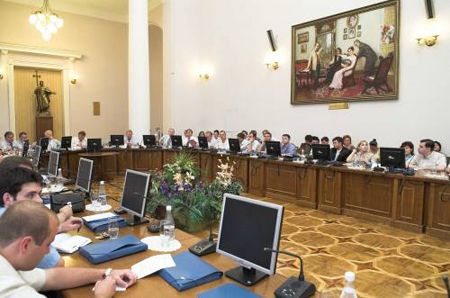 Встреча председателя Верховной Рады Украины V созыва Александра Мороза и министра образования и науки Украины Станислава Николаенка с молодыми учеными в Киевском национальном университете им. Тараса Шевченко в Киеве в пятницу, 15 июня 2007 г.