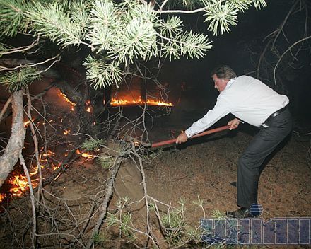 Как Ющенко с Шуфричем лесной пожар гасили (фоторепортаж)