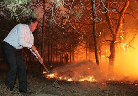 Как Ющенко с Шуфричем лесной пожар гасили (фоторепортаж)