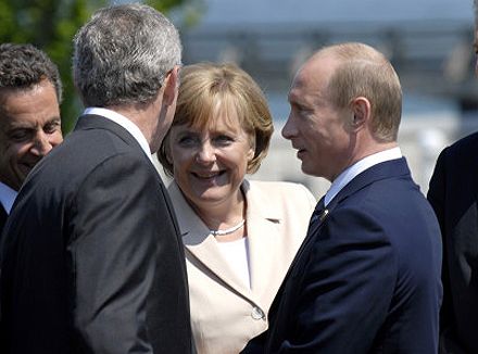 Николя Саркози, Джордж Буш, Ангела Меркель, Владимир Путин