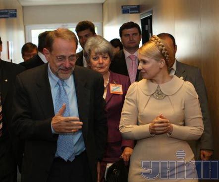 Генеральний секретар ради ЄС Хав’єр Солана та прем’єр-міністр України Юлія Тимошенко