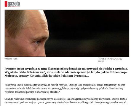 Путин написал статью для польской газеты