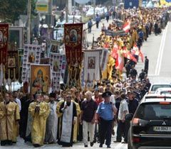 Паломники УПЦ КП во время Крестного хода в честь Дня крещения Киевской Руси. 28 июля