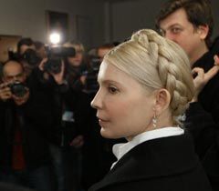 Юлия Тимошенко отвечает на вопросы журналистов в Апелляционном суде Киева. 4 января