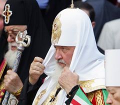 Патриарх Московский и Всея Руси Кирилл во время молебна по случаю дня памяти святого князя Владимира