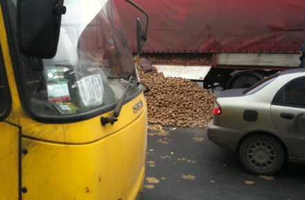 Центр Києва заблокувала картопля (фото)