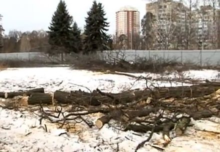 Уже три недели киевляне защищают сквер имени Пушиной от застройщиков