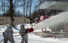Харьковские военные пожарные отработали ликвидацию условного возгорания