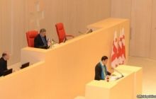 В Грузии депутаты пришли на заседание парламента с желто-голубыми флажками и шарфами (фото)