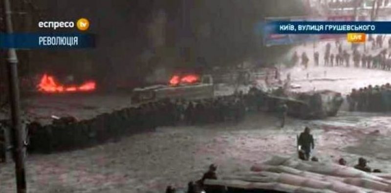 APC is brought at Hrushevskogo Street/Screenshot  Espreso.TV
