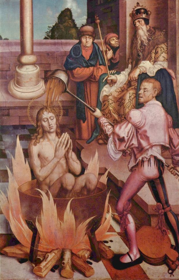 Иоанн Богослов в кипящем масле. Ханс Фрис, 1514 год.