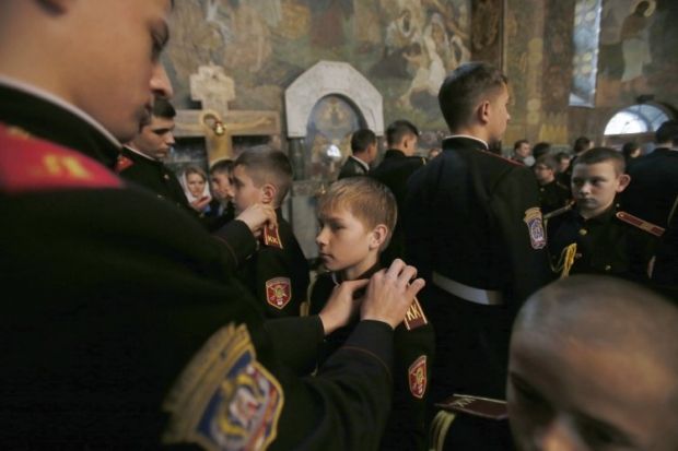 В Киево-Печерской лавре посвятили в кадеты лицеистов младших курсов Киевского военного лицея (фоторепортаж)