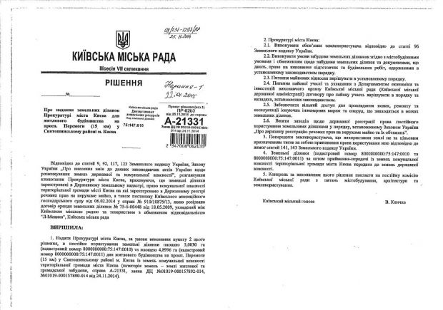 Рішення КМДА щодо землі для київської прокуратури / Наші гроші Рішення КМДА щодо землі для київської прокуратури / Наші гроші