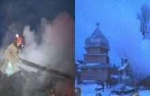 Во Львовской области на Рождество дотла сгорела столетняя церковь (фото)