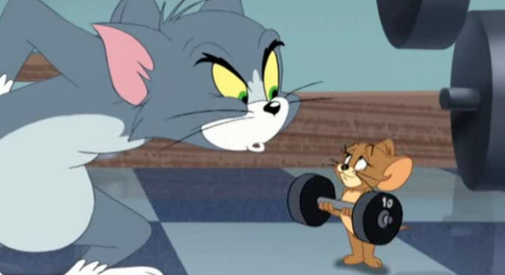 Сели том. Том и Джерри спорт. Том и Джерри занимаются спортом. Том сильный. Том тренируется том и Джерри.