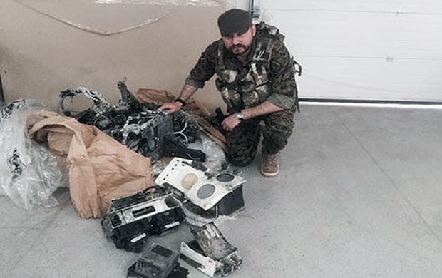 Nathan Khazin with parts of the downed Israeli-built Russian drone / Photo from 9tv.co.il Nathan Khazin with parts of the downed Israeli-built Russian drone / Photo from 9tv.co.il