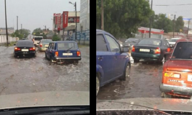 На Харків налетіла потужна злива, затоплені вулиці міста (фото)