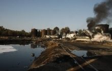 ГСЧС временно приостановила тушение пожара на нефтебазе под Киевом