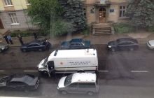 Police car blown up near police department in Lviv, officer wounded